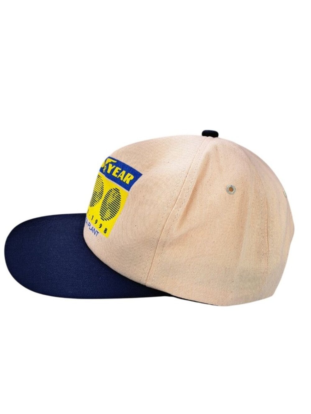 Vintage Goodyear 100th Anniversary Topeka Kansas Cap Snapback Hat Tan Blue New - Picture 3 of 8